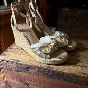 Kate Spade Metallic Gold Wedge Sandals size 10